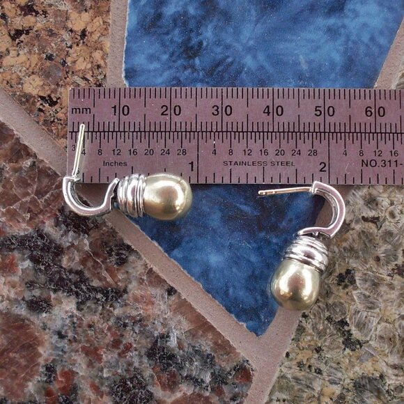 Rare & Retired David Yurman Hampton Gold Ball Earrings - 14K/925 - DY Backs - Picture 8 of 9